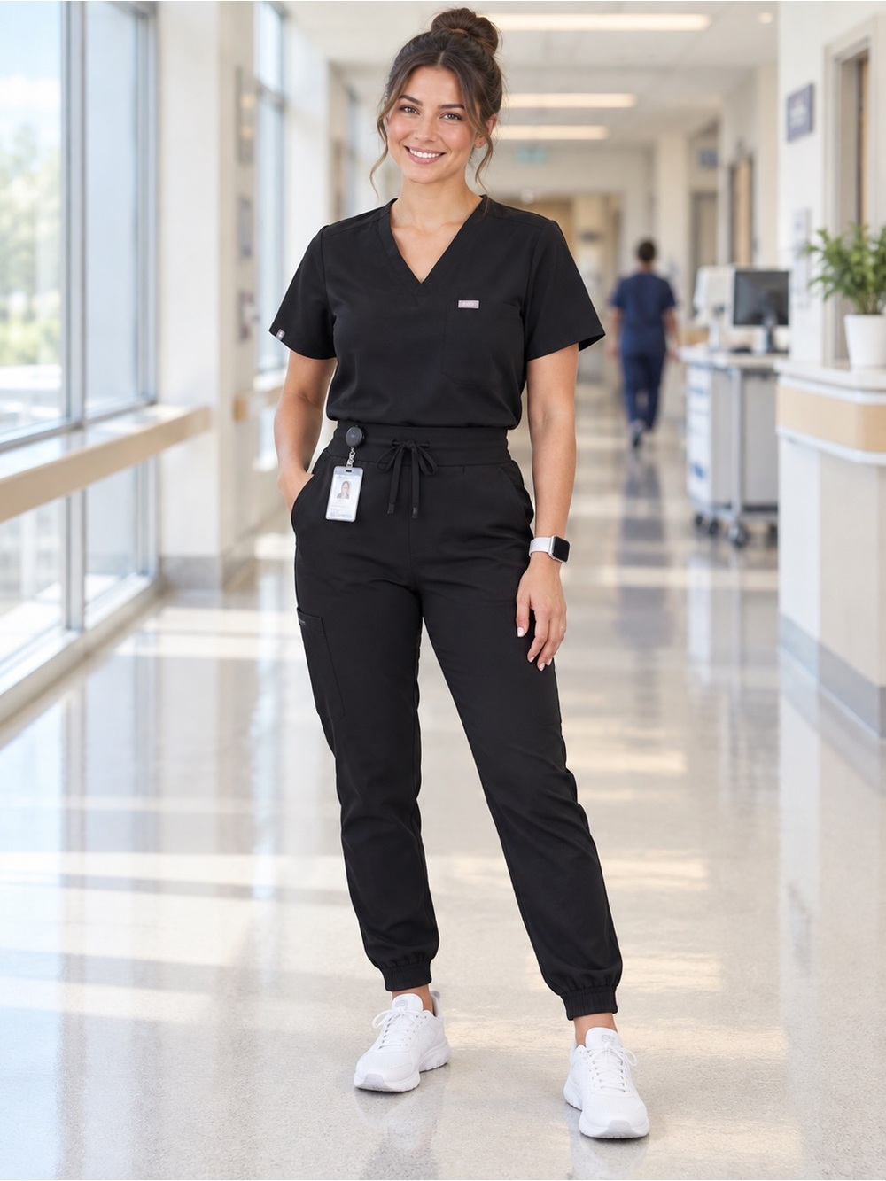 Figs Black Women's scrub top